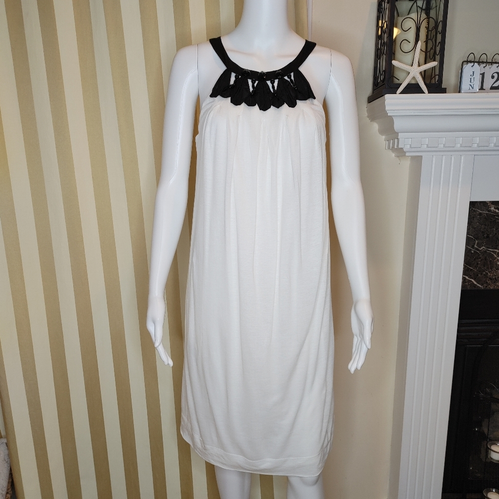 MINT JODI ARNOLD BEADED NECKLINE DRESS, IVORY/BLACK 6